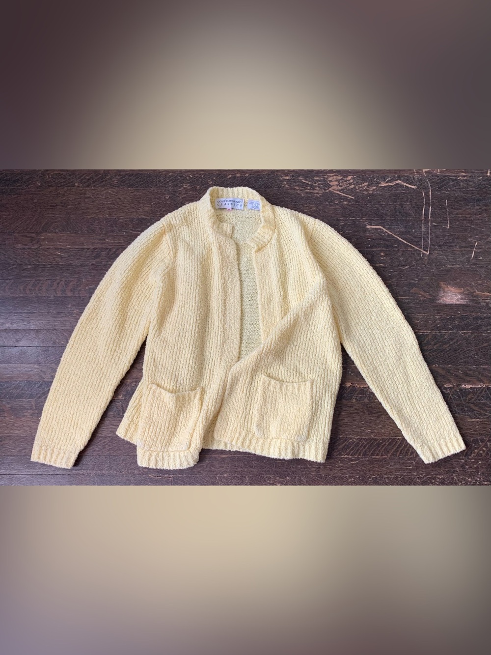 Vintage Yellow Knit Cardigan Sweater